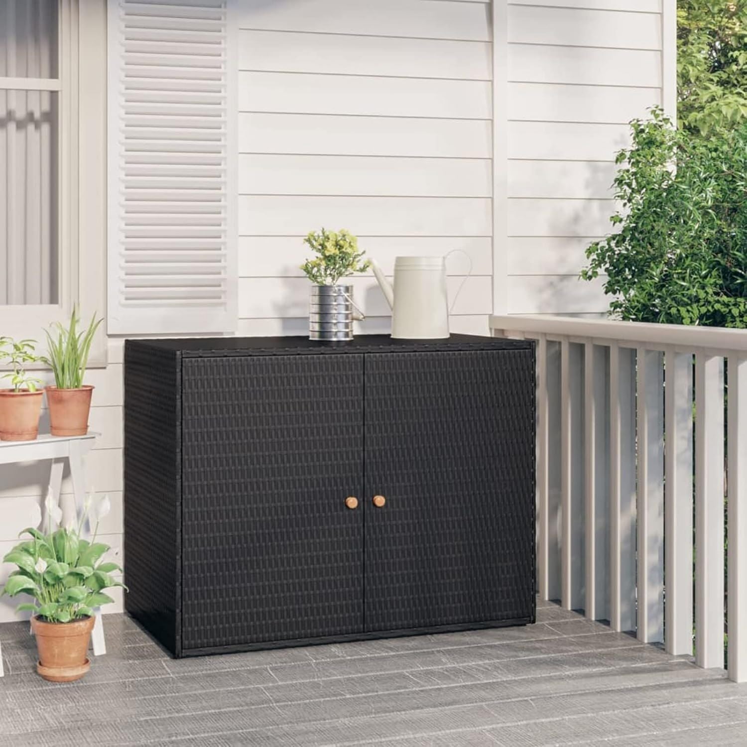 Mobile Lechnical Portaoggetti da Giardino cm Polyrattan Mobili Armadietti e Armadietti e stipi SPU 319868 100 x 55 5 x 80 Nero