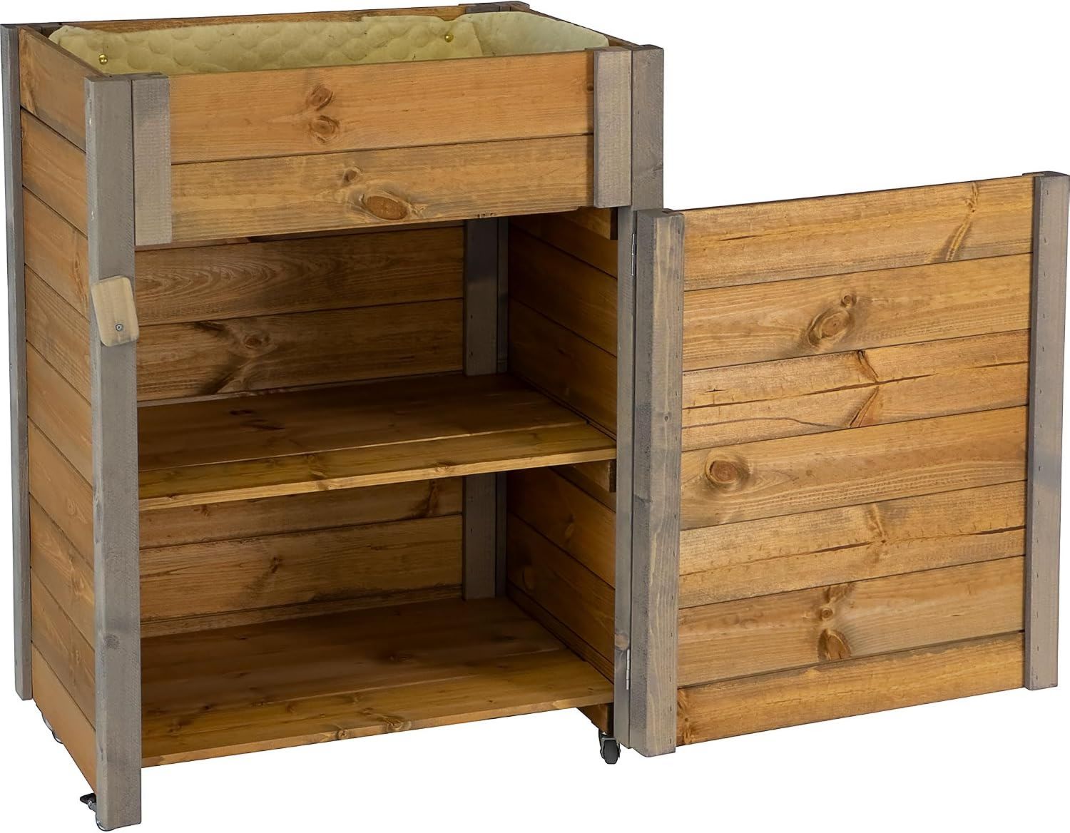 Armadio dobar Green label da giardino in lana di pecora L 60 40 80 cm con fioriera dimensioni x x colore Grigio Marrone