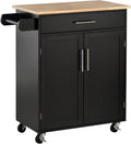Armadietto HOMCOM Carrello da Cucina con Cassetto Armadietto 2 Ante Isola Cucina Ruote Barra Laterale 83 x 45 x 91.5cm Nero per Asciugamani
