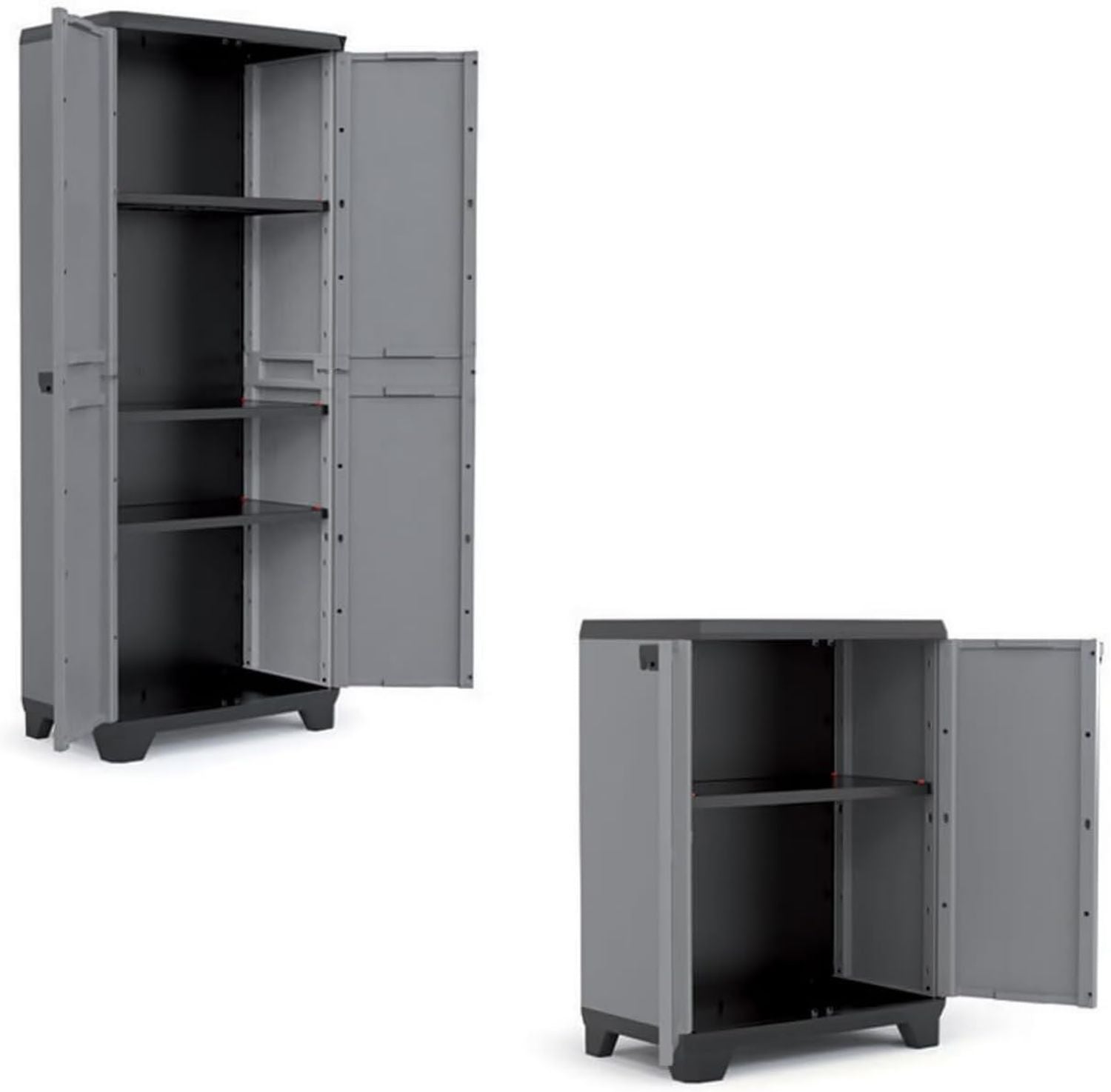 Armadietto Homgoday da giardino con 3 ripiani e 68 40 168 cm mobili da giardino organizer x x grigio nero per attrezzi da esterno per patio cortile cassettiera terrazza armadio 3067