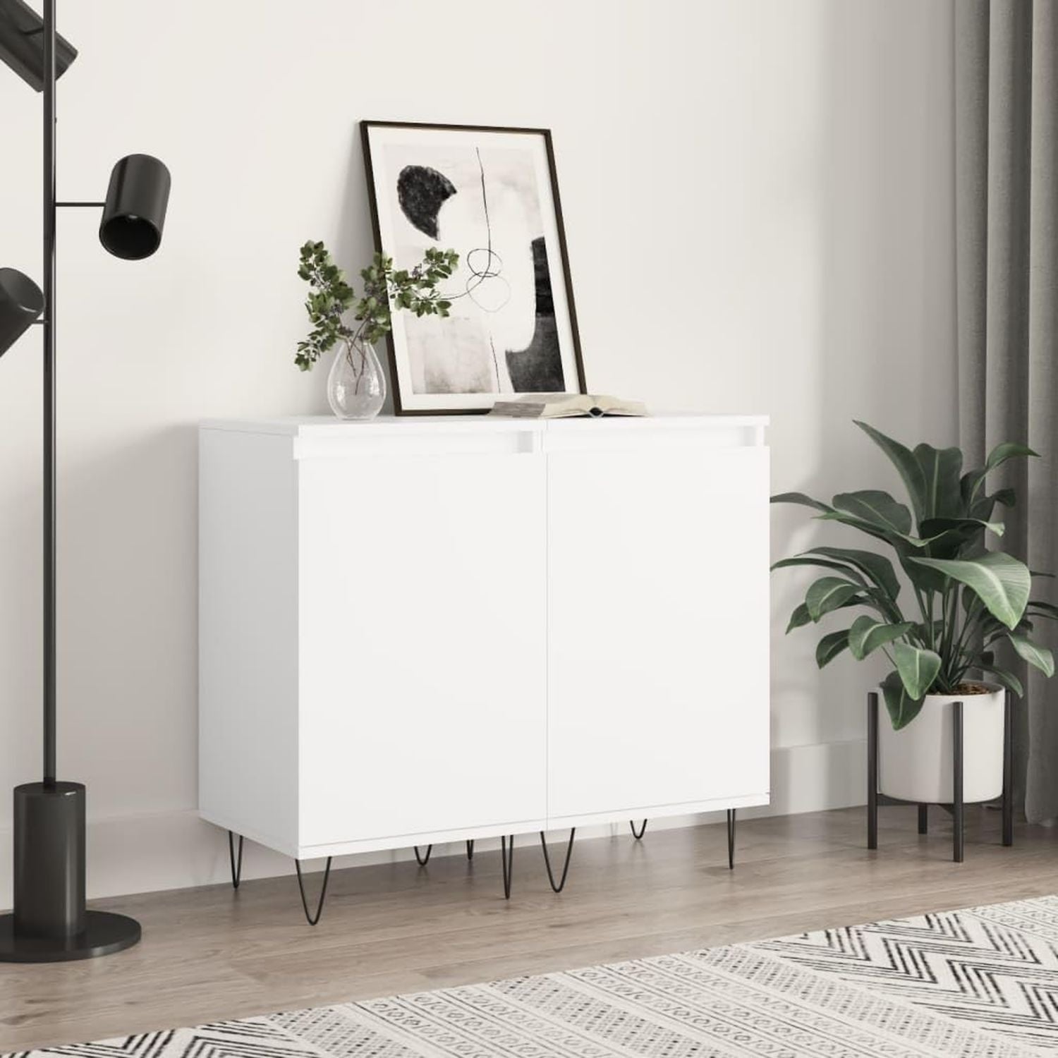 Casa Giardino Credenze 2 pz Bianco 40x35x70 cm Legno Ingegnerizzato