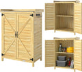 Armadio Outsunny Casetta da Giardino in di Abete Naturale Ripiani e Ganci Laterali Armadio da Giardino Doppia Porta Piano di Lavoro in Acciao Zincato 71.5 x 39 x 95cm Legno per Terrazza Patio