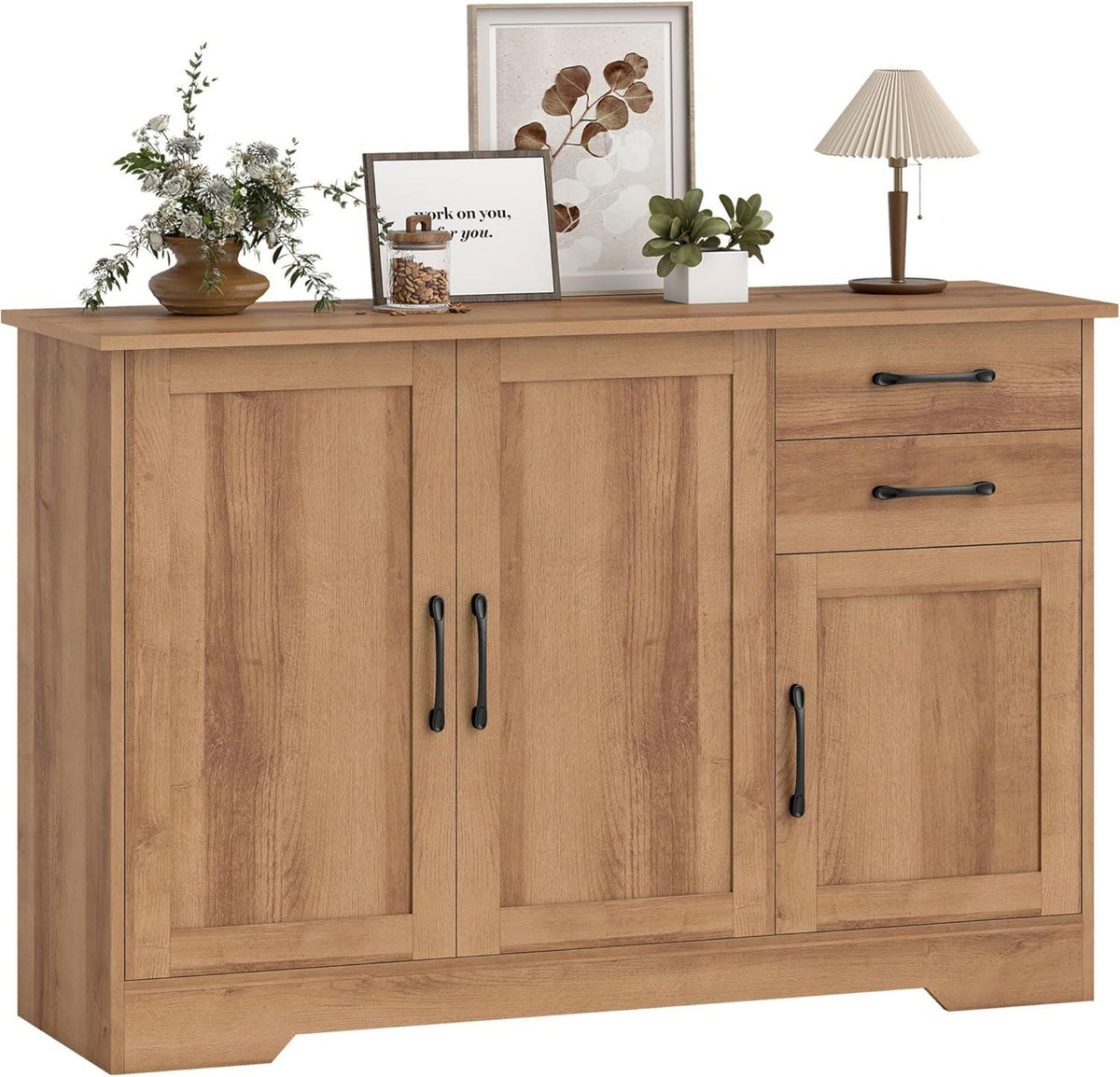 Credenza HOMCOM Cucina con 2 Cassetti 2 Armadietti cm Rovere Mobile Cucina Buffet Ante Chiusura Soft close Ripiani Regolabili 120 x 38 x 79 per Salotto Sala da Pranzo Soggiorno