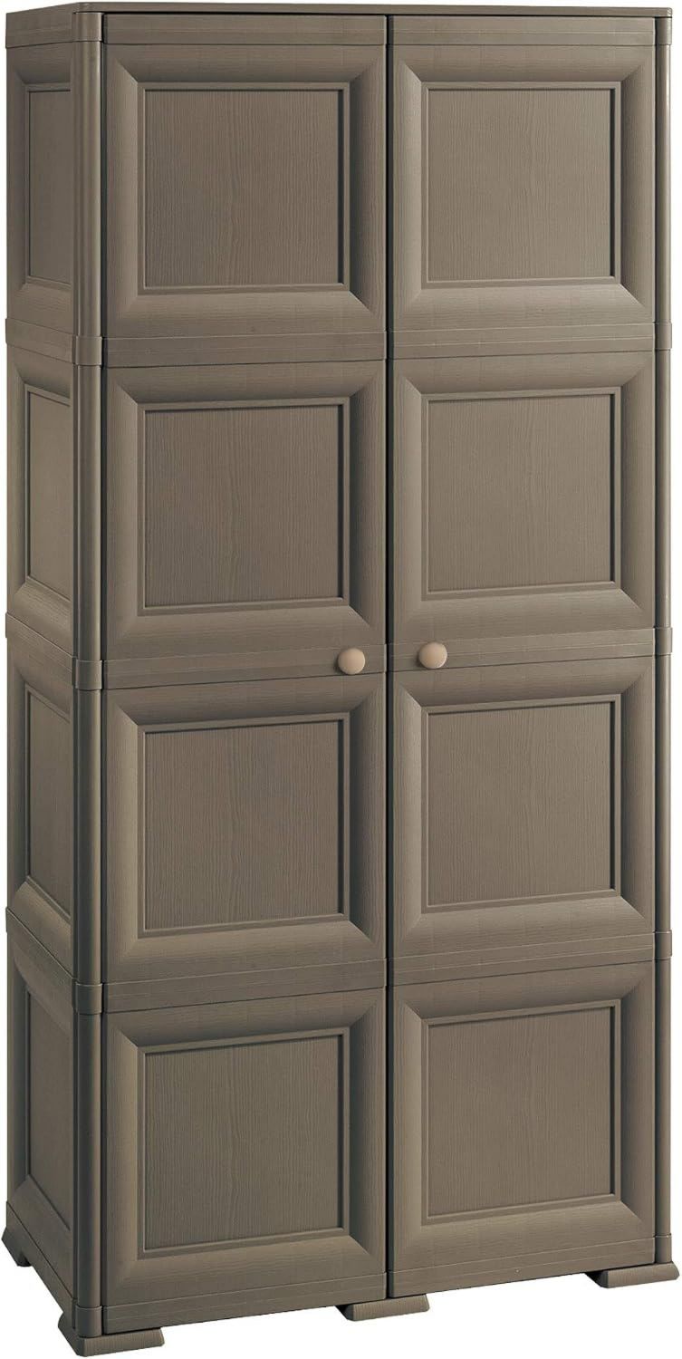 Armadietto C Rattan da Interno Esterno 2 Ante Effetto Rattan 1 Ripiano Interno. Materiale Plastica 5 cm Dimensioni 68 x 39 x 91